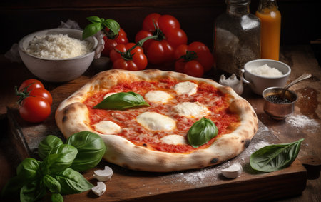La pizza Napolitiane: l'emblème gastronomique de Naples 201779684 original neapolitan pizza margherita on rustic background generative ai